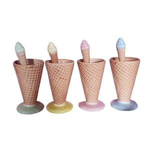 Vintage ceramic icecream dishes and spoons
